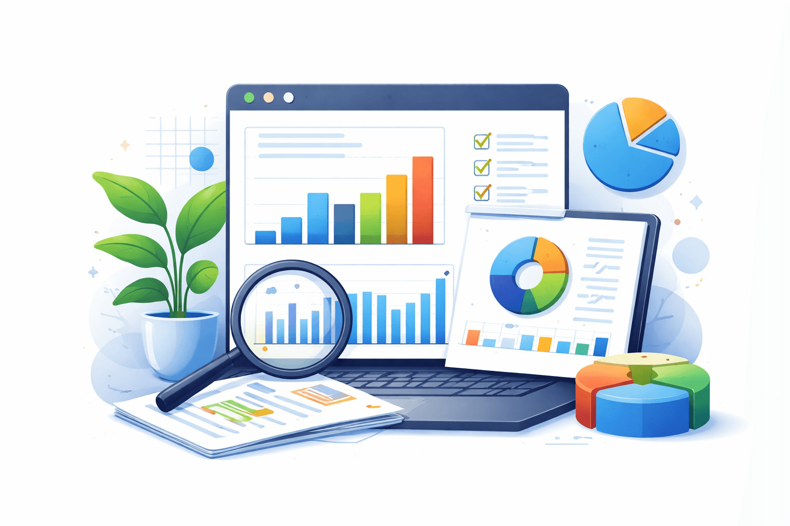 Analytics dashboards and charts illustration