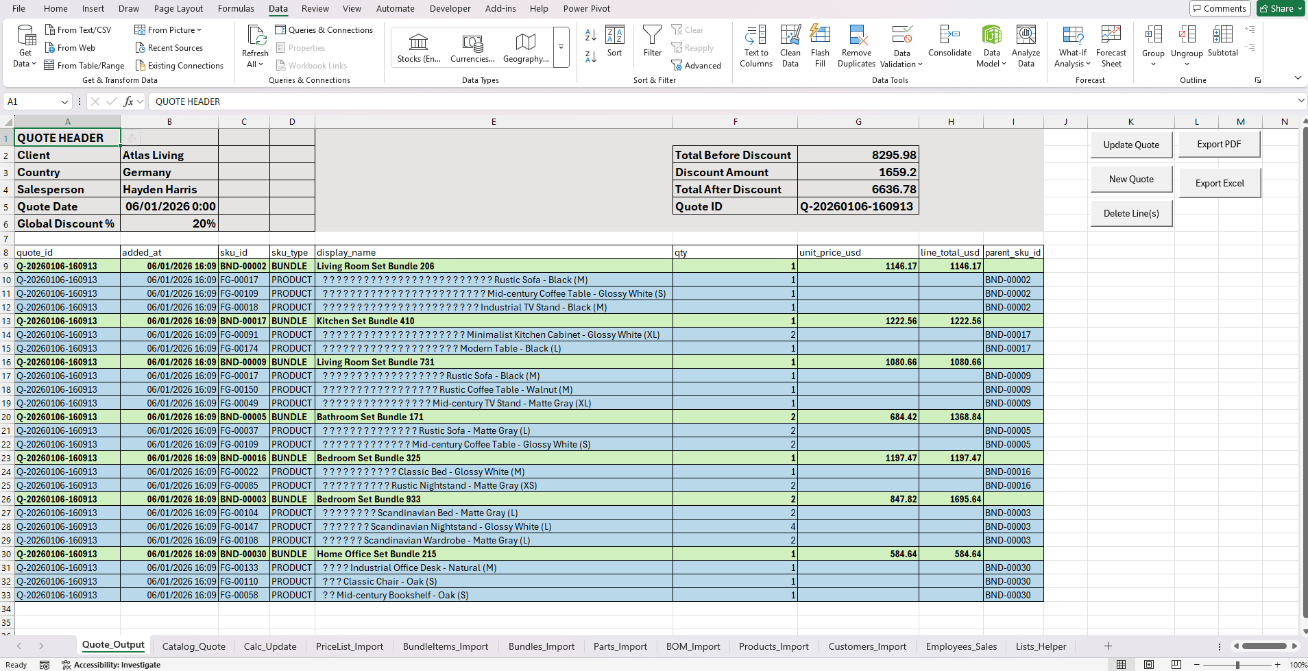 Dynamic Pricing & Quoting Tool (Excel + VBA) preview